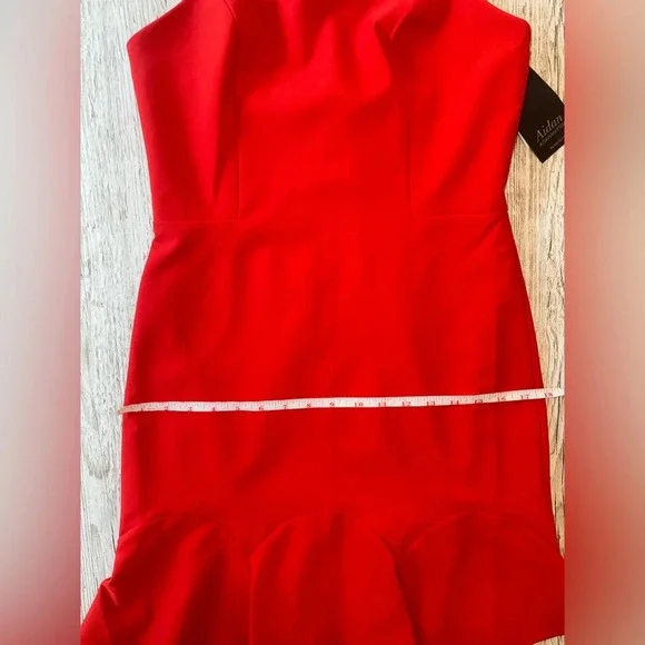 NWT Aidan Matrix Cocktail Halter Dress With Godets Red Mini Sleeveless 6